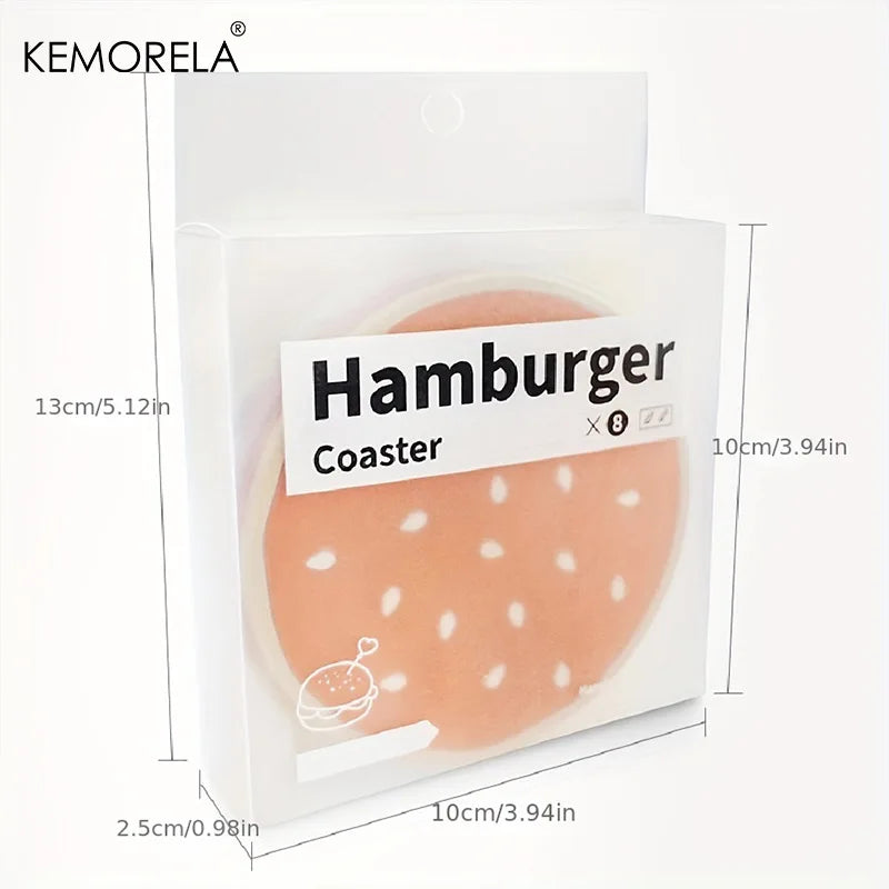 8 unids/set Posavasos con forma de hamburguesa Almohadilla creativa para taza Estera de aislamiento de silicona Soporte para tazas Decoraciones de mesa de comedor de cocina y bar Regalo para niños
