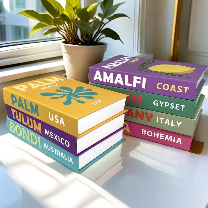 New Travel Decorative Books Book Decoration Luxury Fake Books Decor Table Storage Box Shelf Ornaments Interior Desk Aesthetic