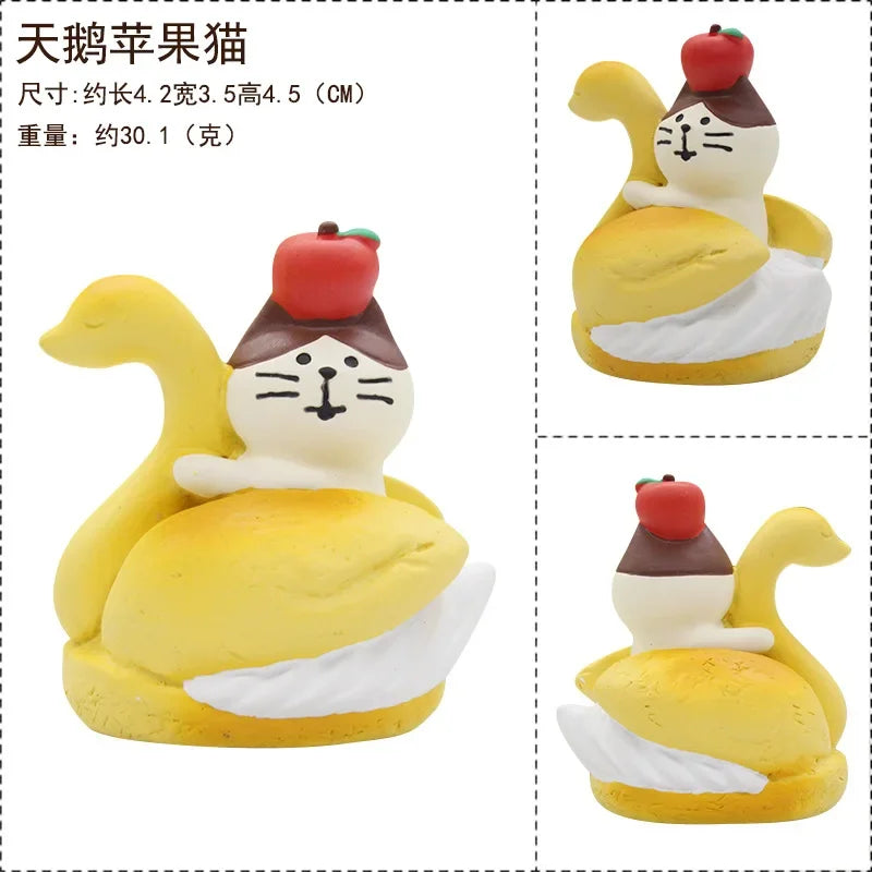 Zakka Figuras Navidad Japonés Creativo Exquisito Mate Resina Navideña Pequeña Decoración Cisne Puff Ukelele Trineo Sofá Reno