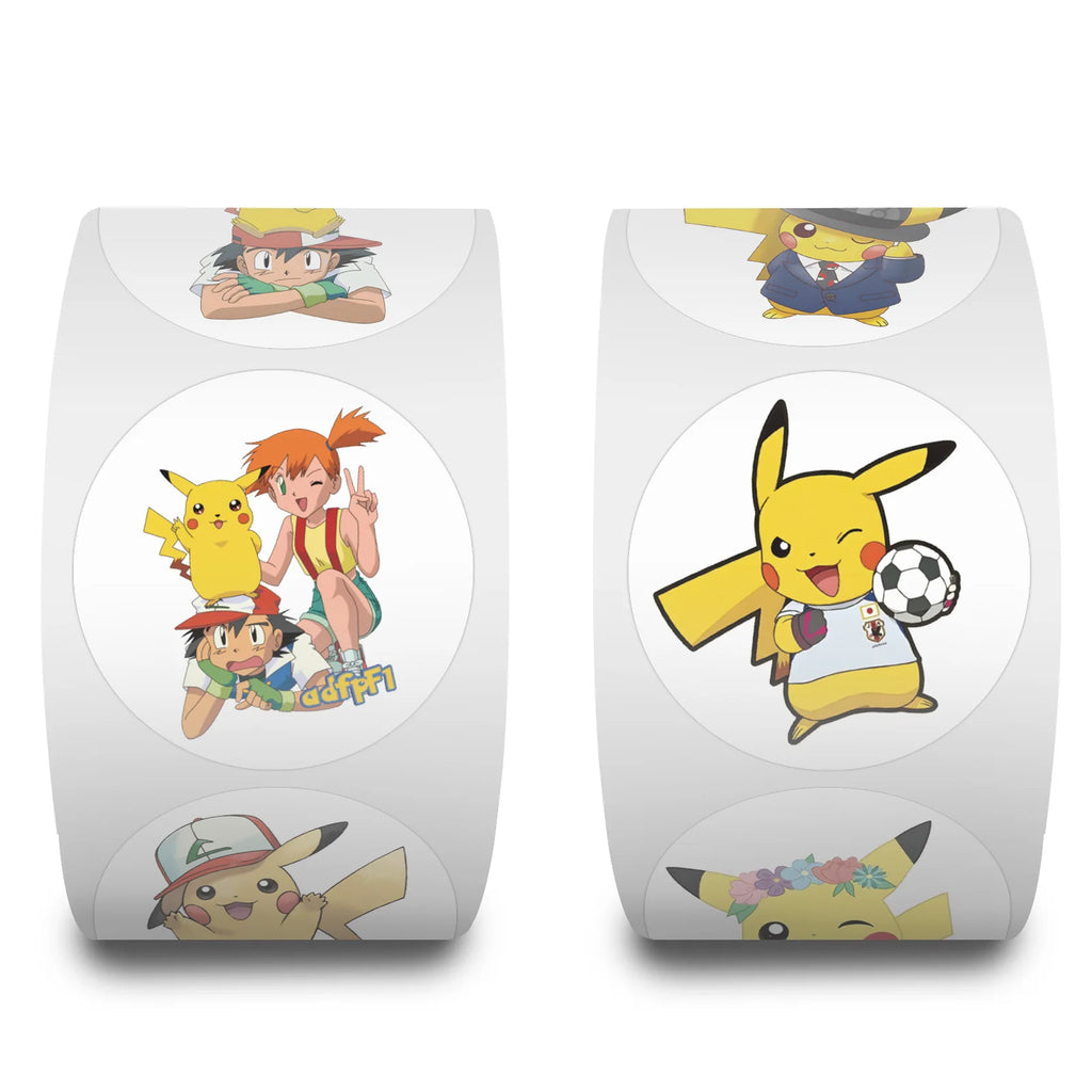500/2000 pegatinas de sellado de Pikachu de Pokémon, bonitas pegatinas de dibujos animados de Anime redondas, decoración DIY para álbum, diario, etiqueta, grafiti