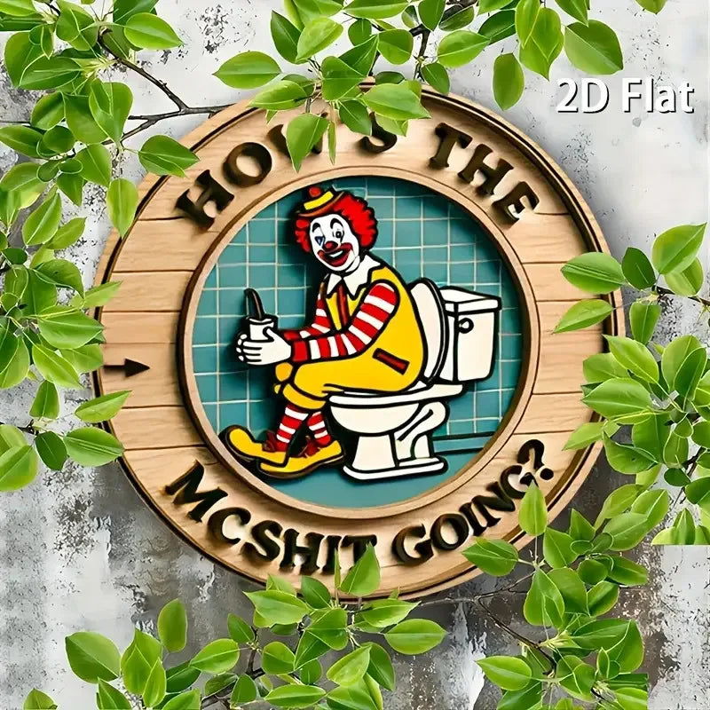 [Payaso Vintage] 1 letrero vintage de pared de aluminio con diseño de payaso | Plano 2D | Aluminio | Decoración humorística, duradero | Hogar, Garaje