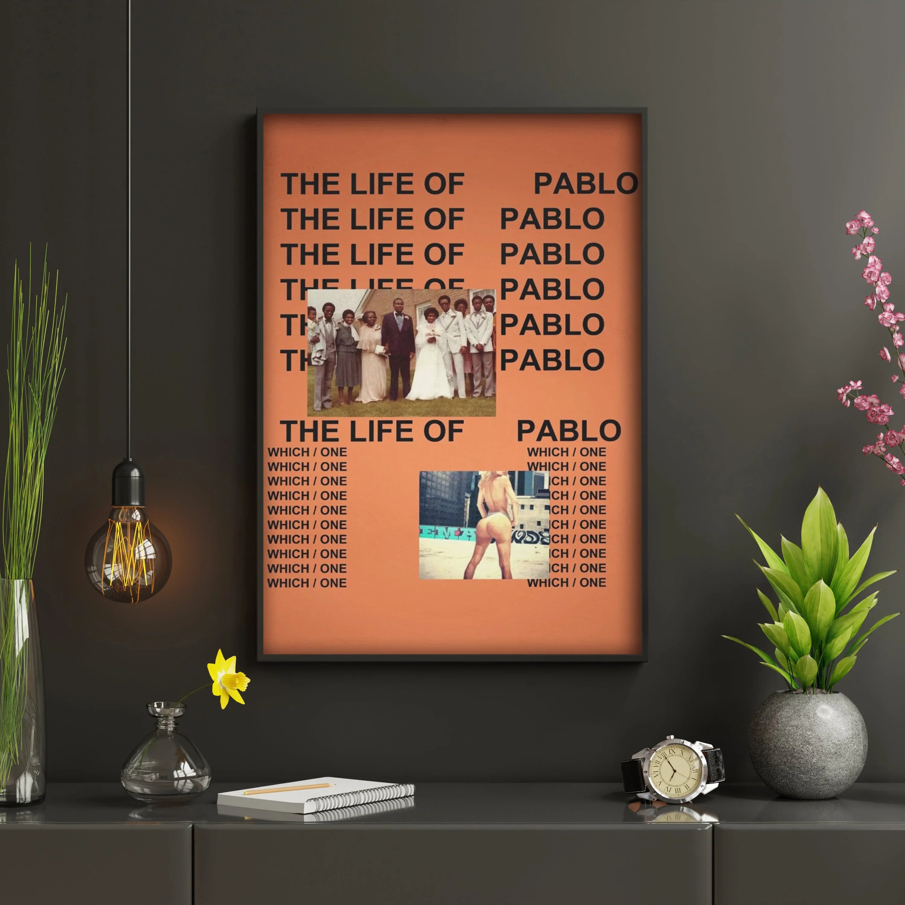 Póster del rapero estadounidense Kanye West, cantante de Hip Hop, portada de álbum de música para habitación, sala de estar, decoración de pared, cuadros impresos en lienzo