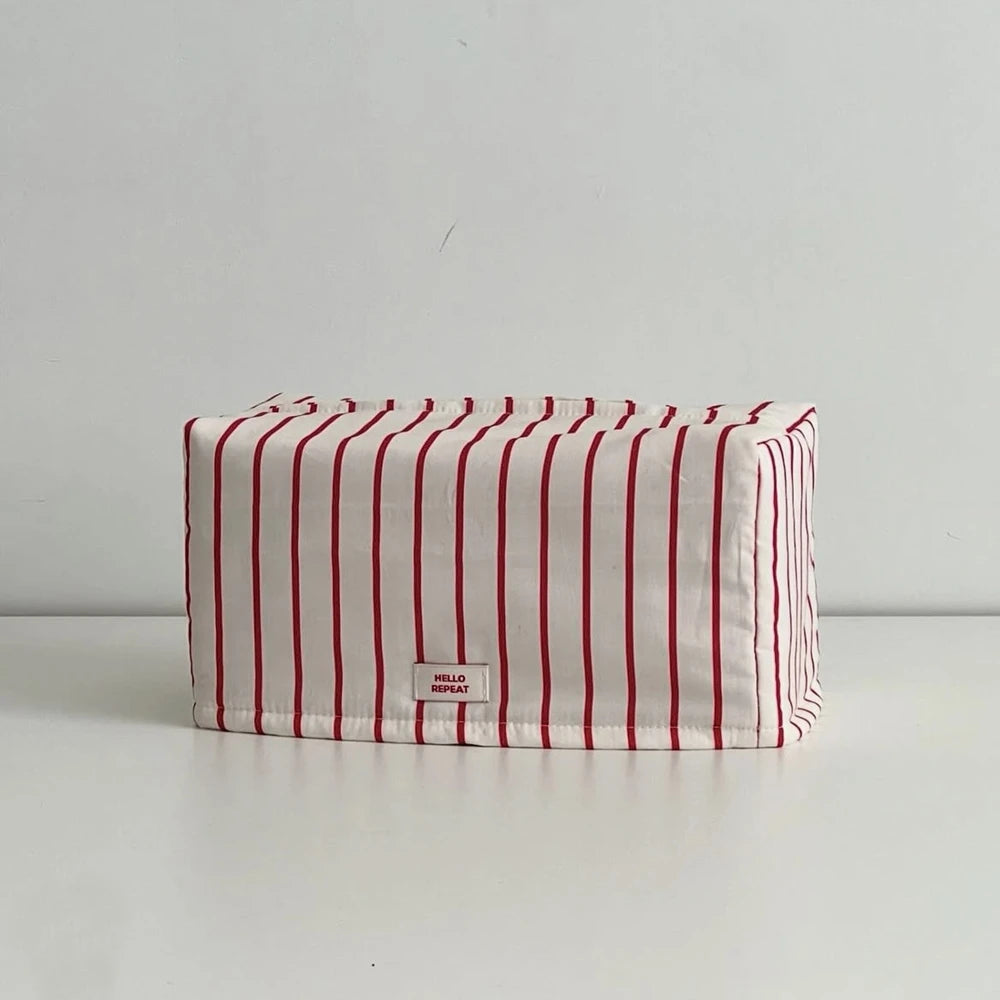 Caja de pañuelos a rayas Estuche de pañuelos retro para sala de estar Soporte de papel para pañuelos Bolsa de pañuelos Almacenamiento y organización de cocina Decoración de escritorio