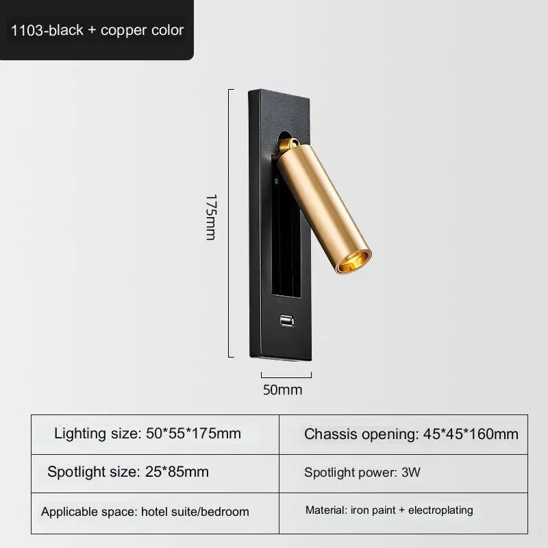 Lámpara de pared LED interior Focos nórdicos para dormitorio, junto a la sala de estar, hotel, rotación moderna, cabecero plegable, luces de lectura