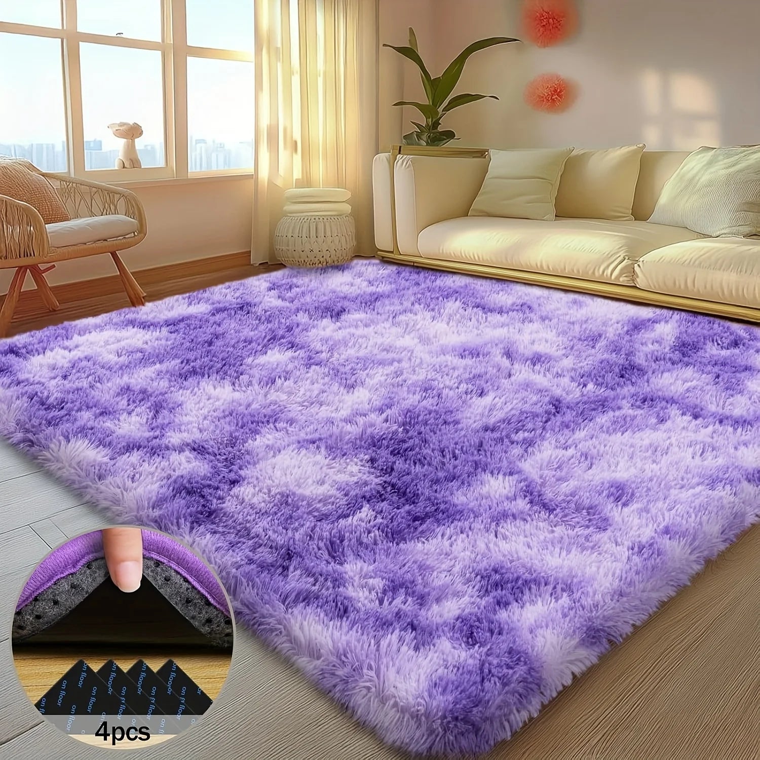 VIKAMA Tapis Violet Soyeux Tapis Haut de Gamme pour Salon Tapis de Chambre de Fille Tapis de Chevet Chaud Lavable Décoration Maison