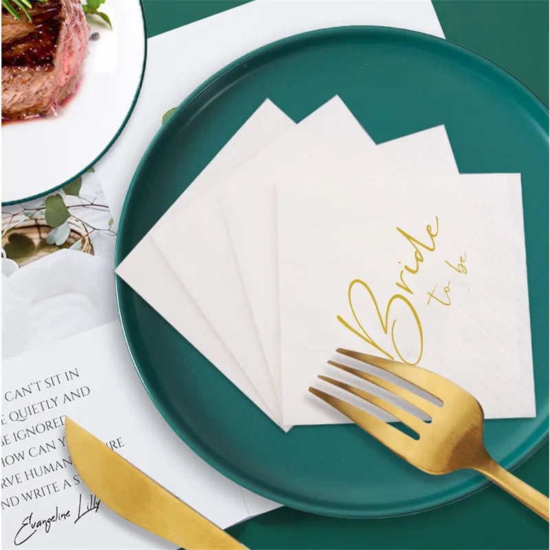 50 serviettes de table « Bride to be » pour dîner de mariage, décoration d'ambiance, décoration de fête de fiançailles, serviette de mariage