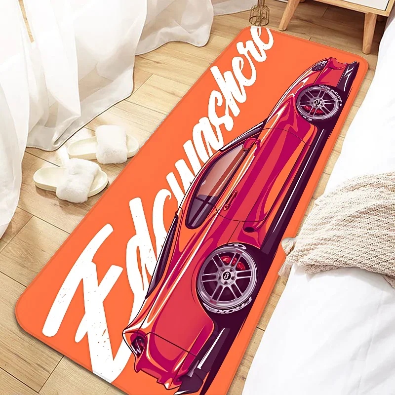 VIKAMA Alfombra Cool Racing Antideslizante Suave para Dormitorio Mesita de Noche Alfombras de Ventana Mantas Pasillo Alfombrillas de Piso Decoración del Hogar