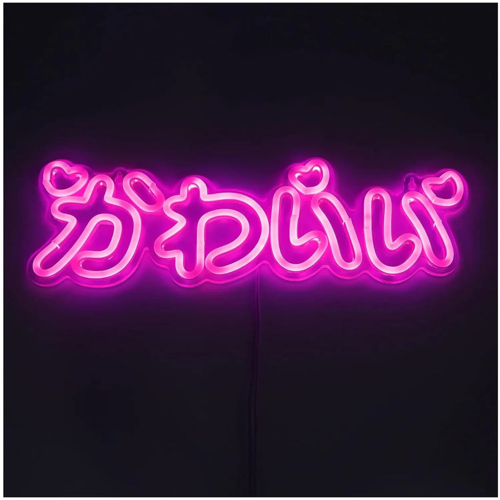 Bonito letrero de neón LED japonés, luz de neón rosa, estilo japonés, neón interior para dormitorio de niñas, bar, salón de belleza, decoración, regalo de cumpleaños
