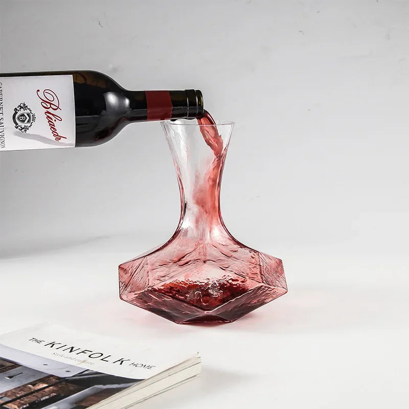 Decantador de vino irregular Creatividad Decantador dispensador de 1450 ml Decantador de vidrio de cristal Aireador de vino Jarra de espejo Regalo Bar Decoración Cristalería artística
