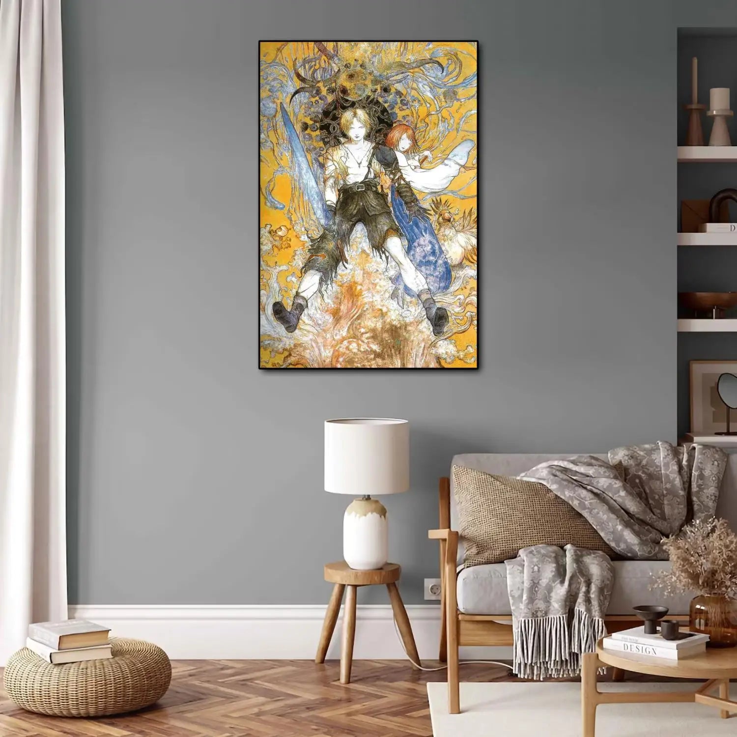 Póster de Yoshitaka Amano Final Fantasy Anime Videojuego Lienzo Arte y Cuadro Impreso Decoración Moderna de Dormitorio Familiar