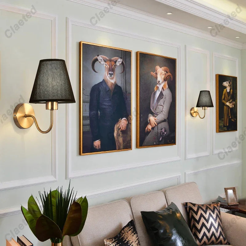 Applique murale 110V/220V avec ampoule LED E27 Abat-jour en tissu Appliques murales pour hôtel Chambre à coucher Chevet Salon Escalier Décoration d'intérieur