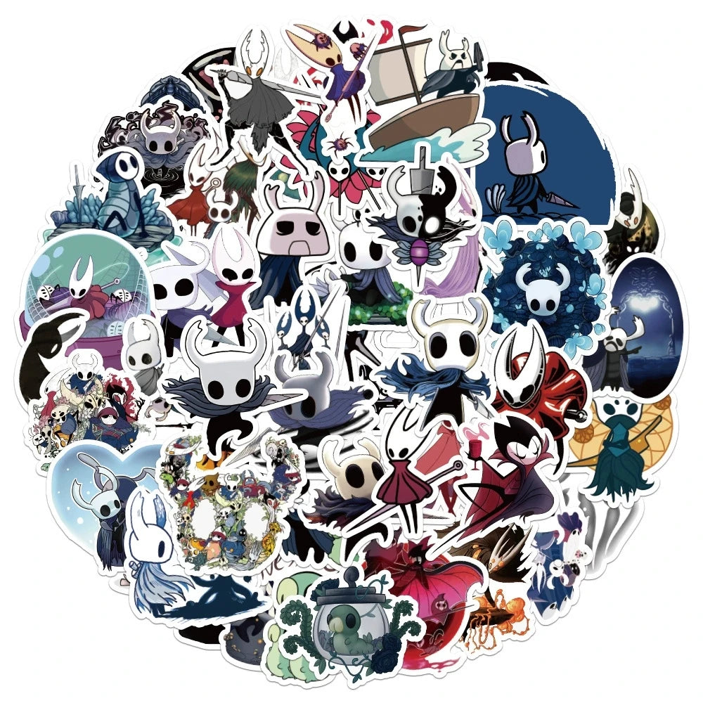 50/100 autocollants graffiti Hollow Knight, dessin animé, jeu, créatif, pour skateboard, bagages, papeterie