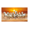 Tableau mural moderne et simple 7 chevaux blancs au galop Paysage coucher de soleil Impression sur toile HD Affiche Décoration maison salon chambre