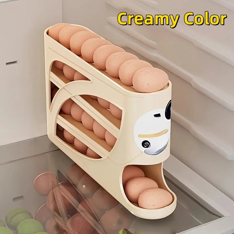 Contenedor rodante de 3 niveles para guardar huevos en la nevera, con capacidad para 24 huevos, estante organizador de gran capacidad para cocina y refrigerador