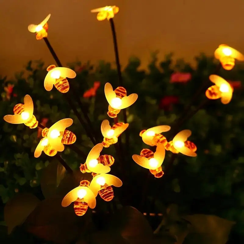 Luces solares LED de jardín con forma de abeja de 6/8 cabezales, impermeables, decorativas, para jardín, patio, césped, camino, terraza