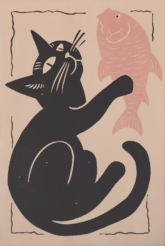 Póster divertido vintage de gatos y perros, arte de pared retro de moda, lienzo impreso, póster divertido de gatos retro, decoración de pared funky