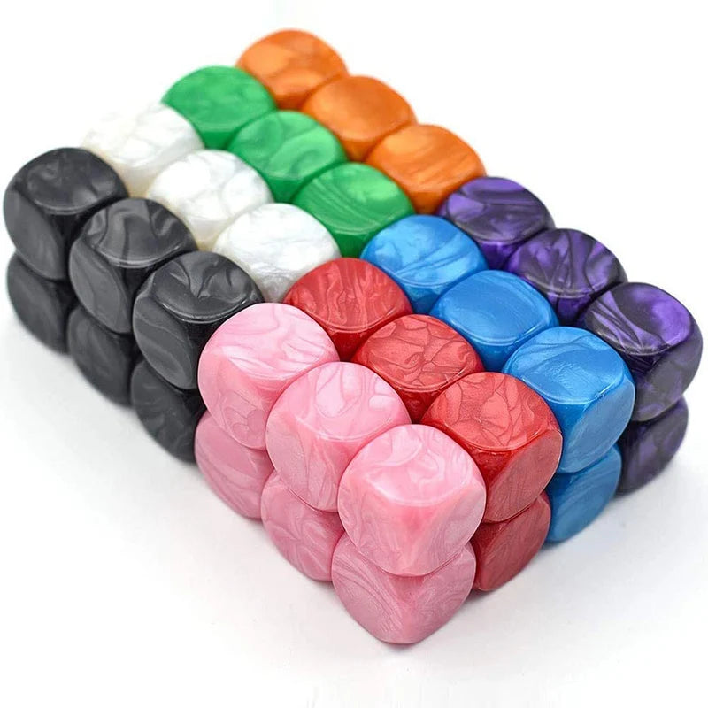 10 pièces/lot Dés à coins arrondis Motif perlé Dés vierges brillants Accessoires de jeu DIY 16mm
