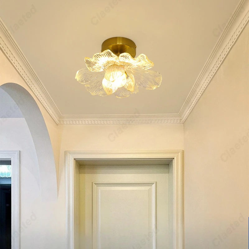 Lámpara de techo LED moderna minimalista con pétalos de flores para sala de estar, pasillo, balcón, iluminación decorativa E27