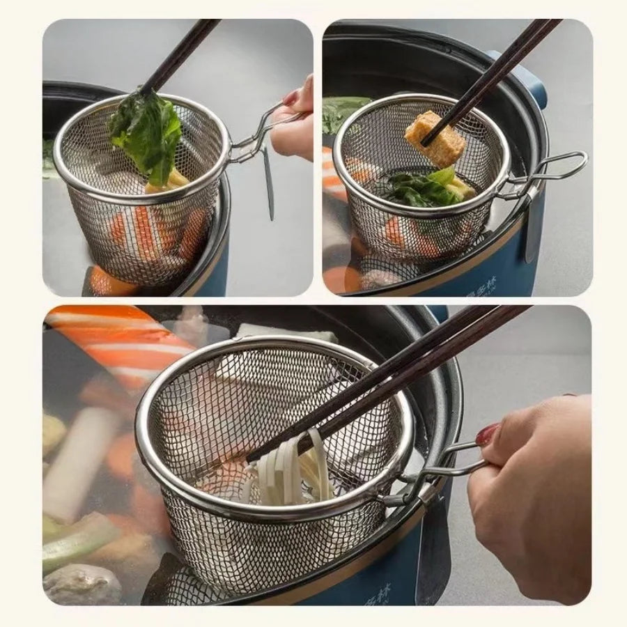 Plat à chafing dish en acier inoxydable, cuillère qui fuit, passoire de cuisine, entonnoir, crochet, viande bouillie instantanée, lo mein sauté, nouilles bouillies