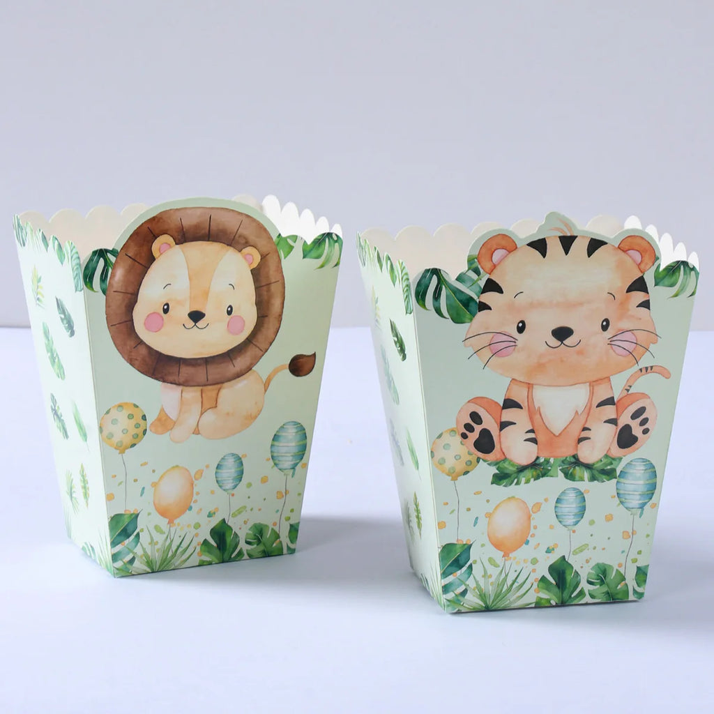 Cajas de Palomitas de Maíz Fiesta Safari en la Jungla, Cajas de Caramelos, Decoración de Fiesta de Animales de la Jungla, Baby Shower, Decoraciones de Cumpleaños para Niños