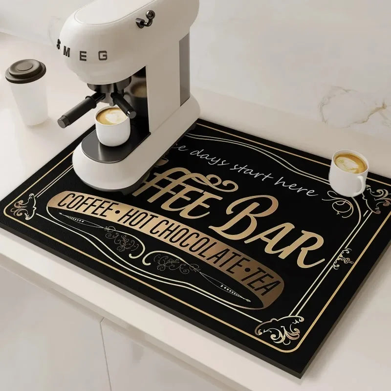 Alfombrilla Absorbente para Cafetera VIKAMA, Absorbente de Agua y Aceite, Escurridor de Platos de Cocina, Alfombrilla Absorbente de Secado Rápido, Alfombrilla para Platos, Decoración del Hogar