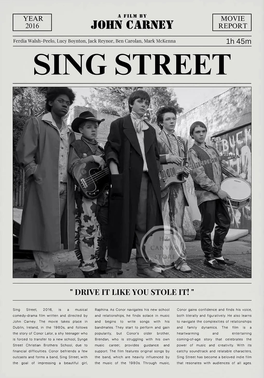 Minimalist Black and White Movie Poster Retro Newspaper Film Print Wall Art Painting Forrest Gump/Pulp Fiction Modern Home Decor