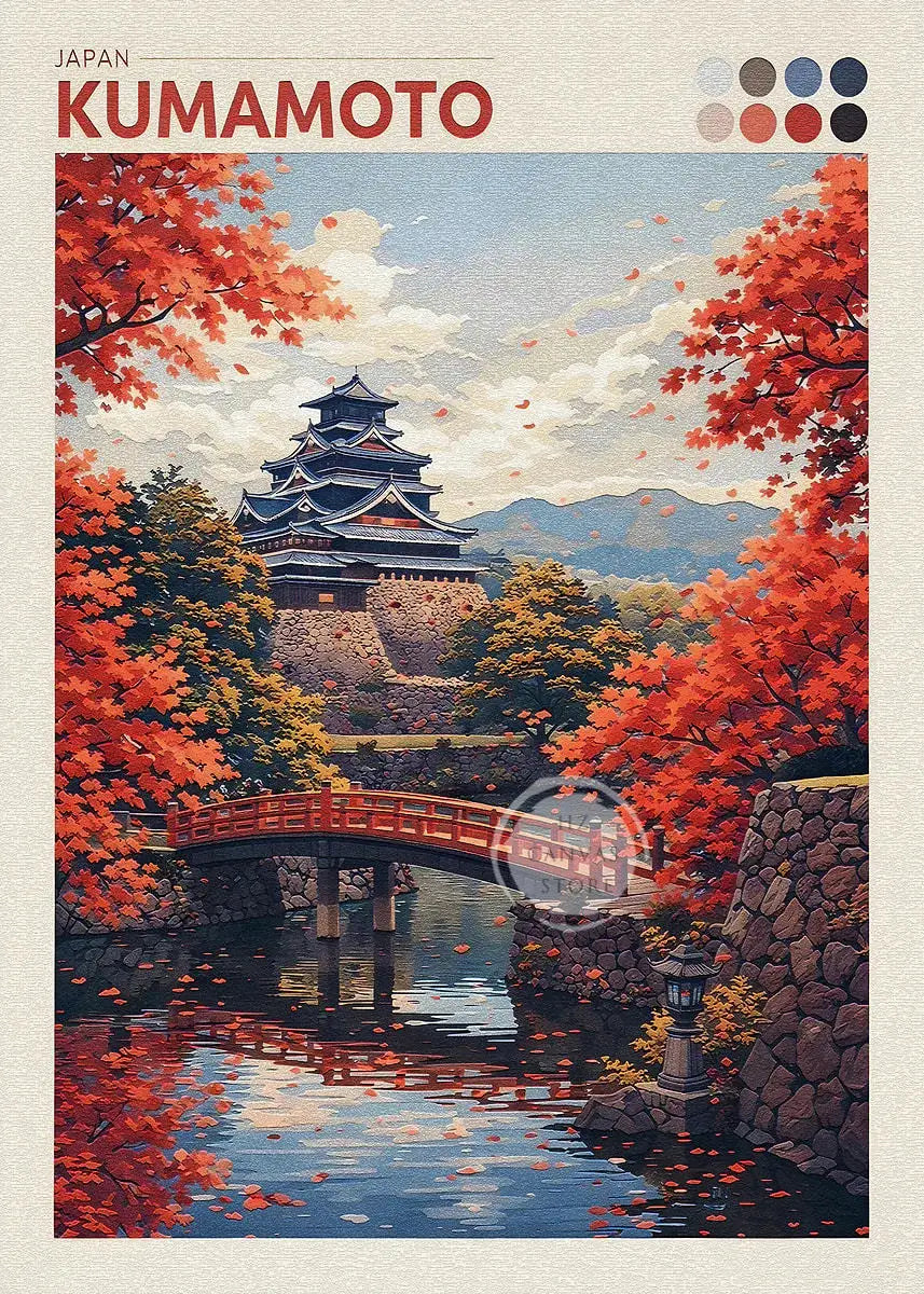 Japan Cityscape Poster Tokyo Shizuoka Cherry Blossoms Mt.Fuji Autumn Torii Gate Okayama Castle Canvas Print Living Room Decor