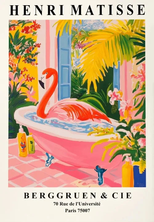 Matisse Animals in The Bathroom Poster Wild Animals Matisse Art Painting Wall Decor Colorful Wall Decoration Canvas Prints Gift