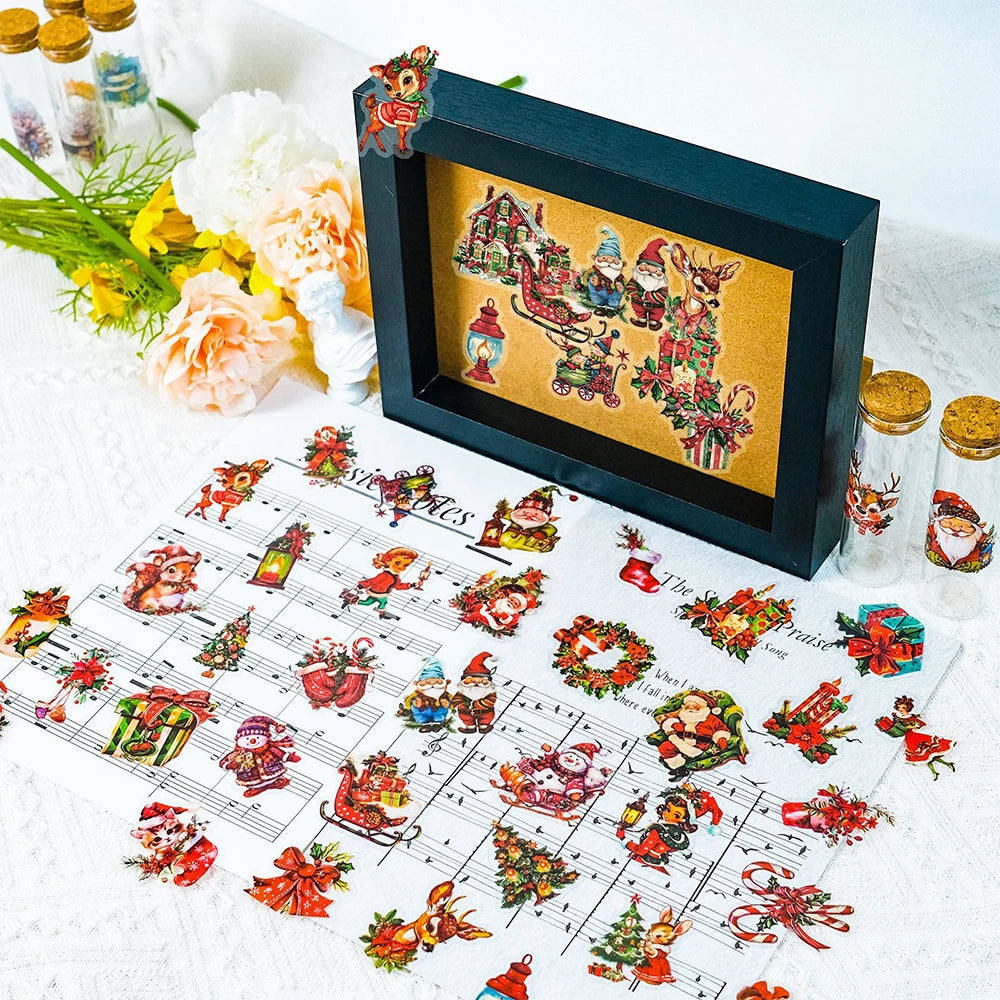 10/30/50 Pièces Autocollants Rétro Mignon Père Noël Dessin Animé Noël pour Ordinateur Portable Téléphone Scrapbook Valise Mural Enfant Jouets Classiques