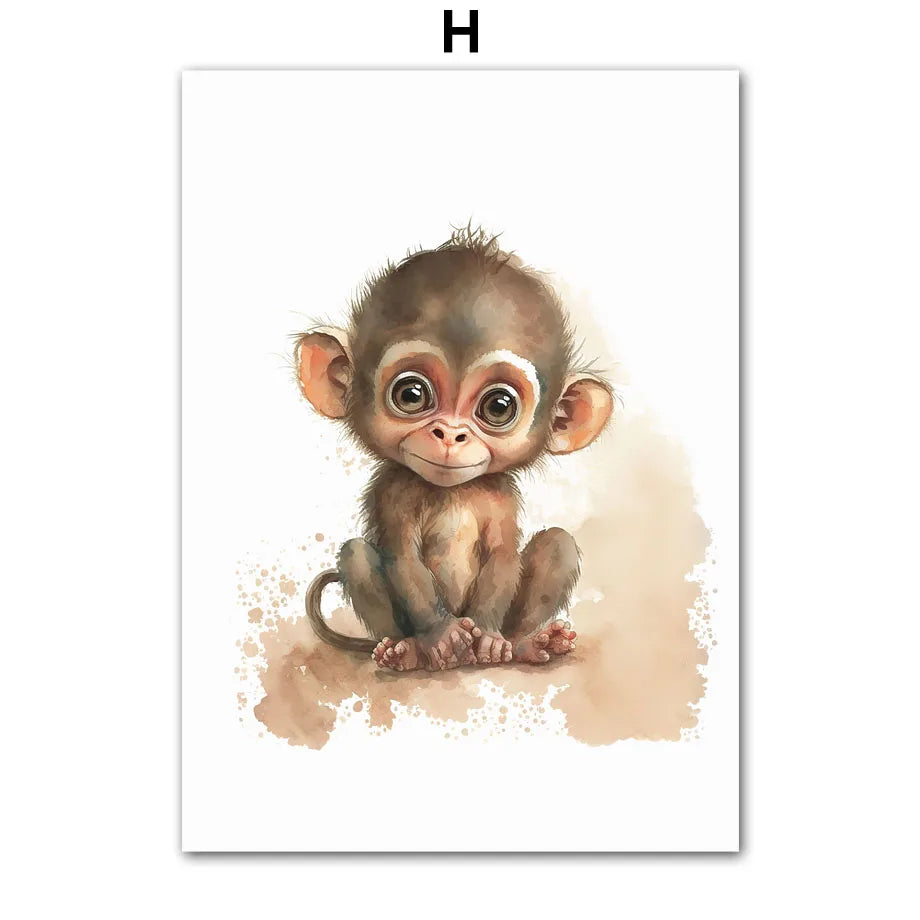 Pintura en lienzo de elefante, león, jirafa, tigre, cebra, arte de pared, carteles y grabados de animales, imágenes de pared, decoración de habitación de bebés y niños