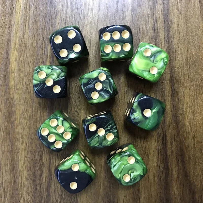 Juego de 5 dados de dos colores para rompecabezas, accesorio de juego de mesa, dados de puntos de 6 caras, juego divertido de 16 mm