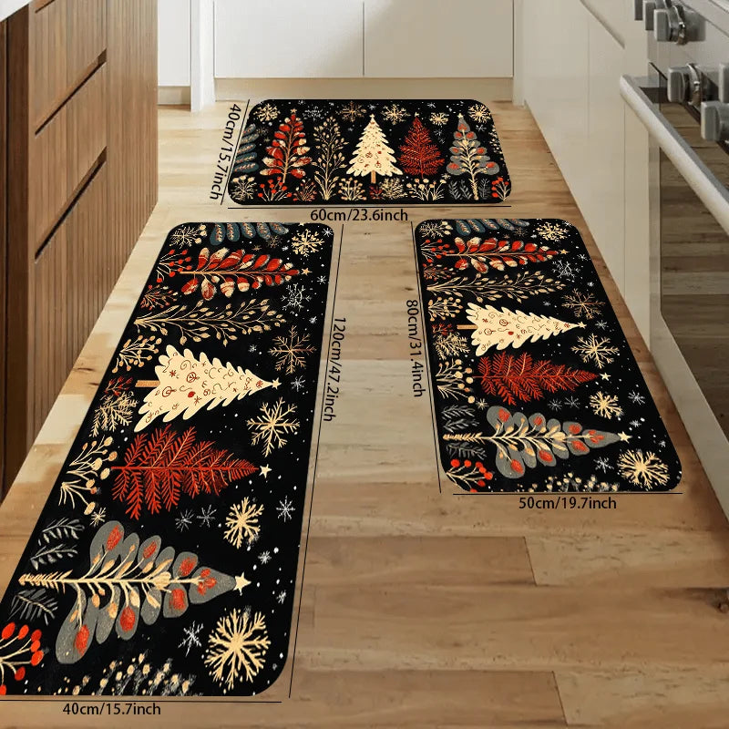 VIKAMA Alfombra de Navidad Alfombra de árbol de Navidad Alfombra de cocina Alfombra larga Felpudo absorbente Alfombra para sala de estar Sofá Alfombra de suelo