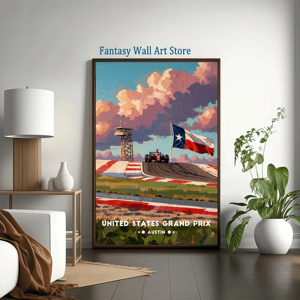 Póster icónico de Fórmula 1 Racing Grand Prix, coches F1, decoración estética de pared, aficionados a los coches de carreras, lienzo para pared de casa o habitación