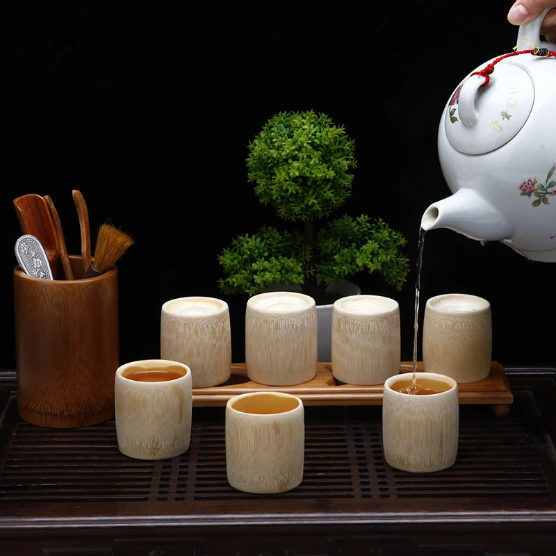 1PCS Taza de Té de Bambú Natural, Taza de Agua de Madera China, Taza de Sake Japonesa, Taza de Cerveza, Café, Jugo, Hecha a Mano