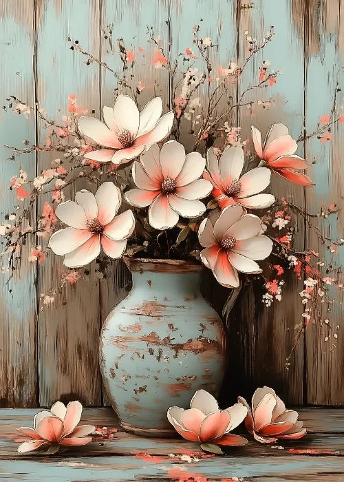 Jarrón de flores de naturaleza muerta, decoración de pared de pintura botánica vintage, jarrones antiguos vintage, impresiones estéticas, pintura de lienzo de olivo
