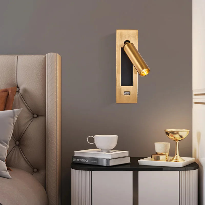 Lámpara de pared LED interior Focos nórdicos para dormitorio, junto a la sala de estar, hotel, rotación moderna, cabecero plegable, luces de lectura