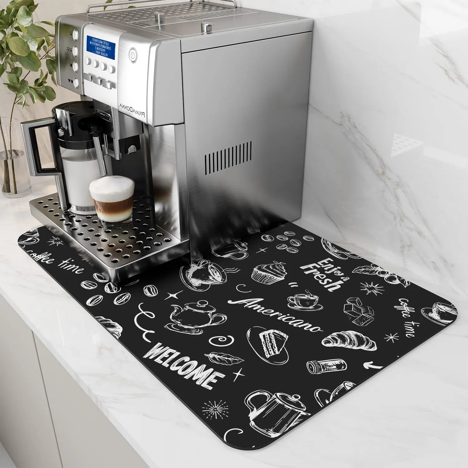 Alfombrilla para máquina de café VIKAMA, con reverso de goma, absorbente de agua, alfombrilla de secado de platos, alfombrilla de drenaje para encimera de cocina, decoración del hogar