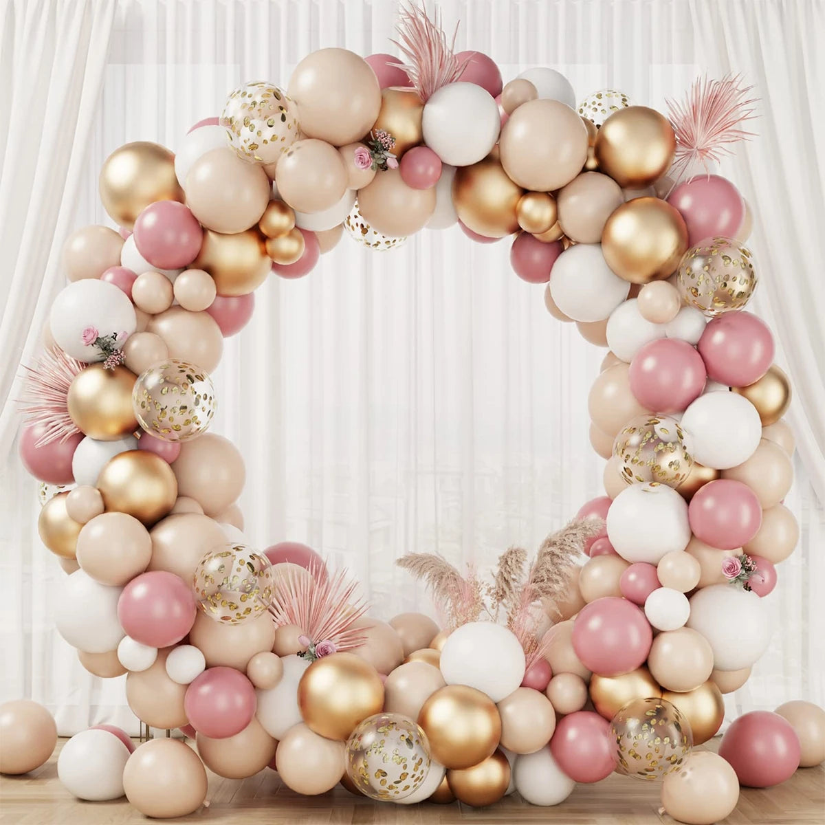 Kit de arco de guirnalda de globos de oro rosa, decoración para fiestas de cumpleaños, bodas, niñas, suministros de globos para baby shower, látex
