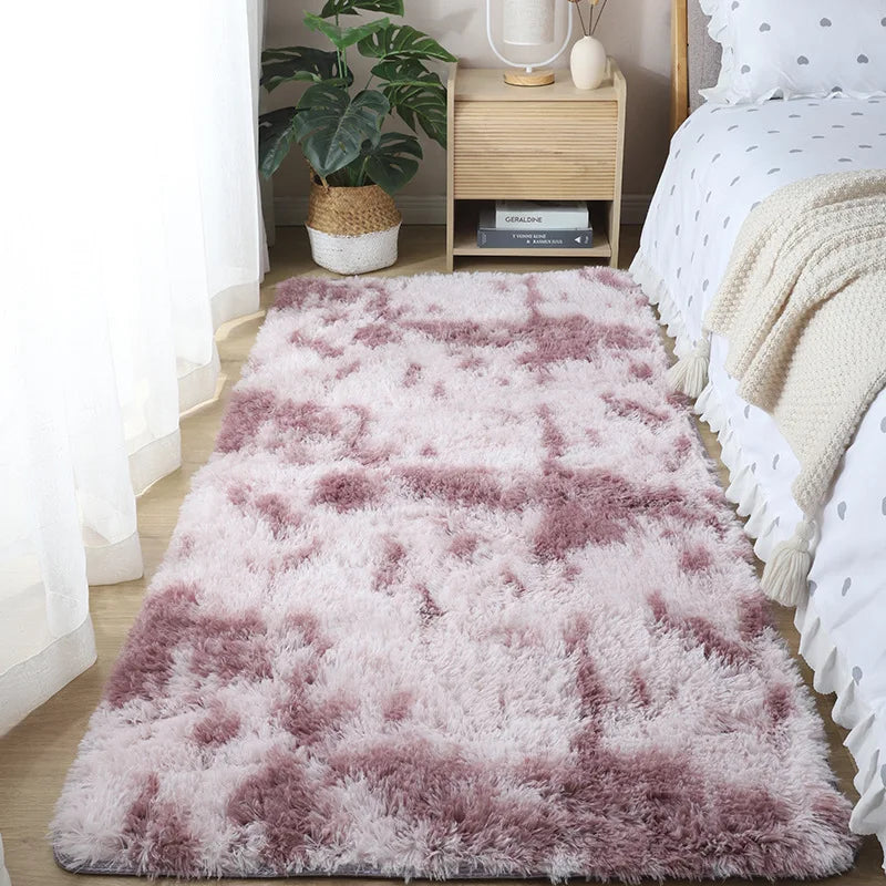 Alfombra de seda y lana VIKAMA para dormitorio, sala de estar, estilo nórdico, tapetes para el hogar, decoración del hogar