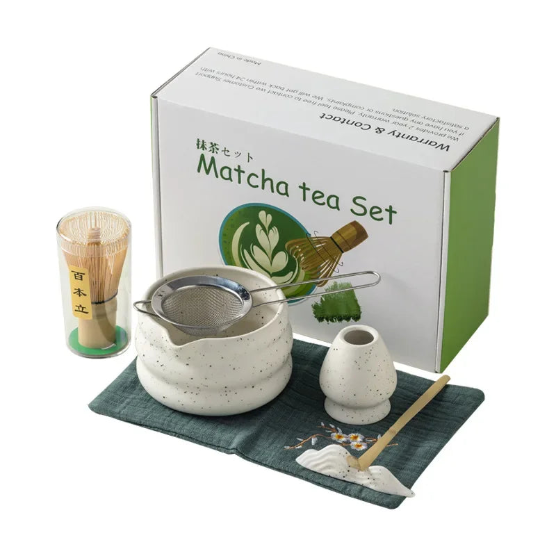 Juego de Matcha de 4/5/7 piezas Cuenco de té de cerámica Herramientas tradicionales japonesas para hacer té matcha - juego de té - batidor de té - juego de cepillos de bambú para matcha