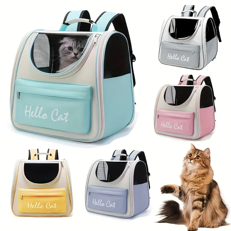 Grand sac à dos pliable pour animaux de compagnie, avec fermeture éclair, poignée et aération en filet, parfait pour les voyages des chats et petits chiens