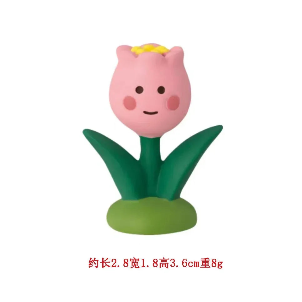 Escena de flores de primavera para decoración del hogar, serie de escenas de granja, juego de decoración para estanterías, adornos de muñecas de juguete para niños.