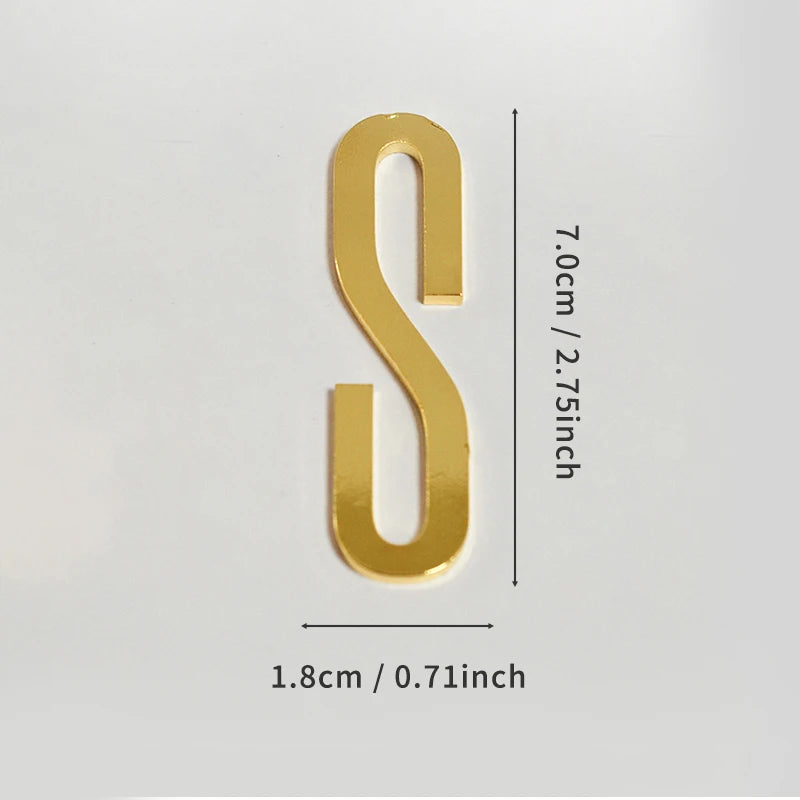 Golden Self Adhesive House Number Metal English Alphabet Letters for Apartment Room Door Plate Table Mailbox Number Stickers 7cm