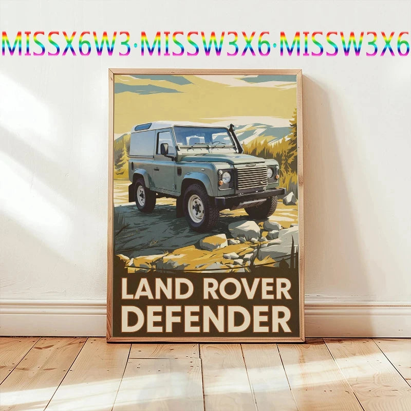 Affiche Land Rover Defender 90 tout-terrain - Affiche rétro classique automobile - Impressions sur toile - Impression esthétique de véhicule tout-terrain classique