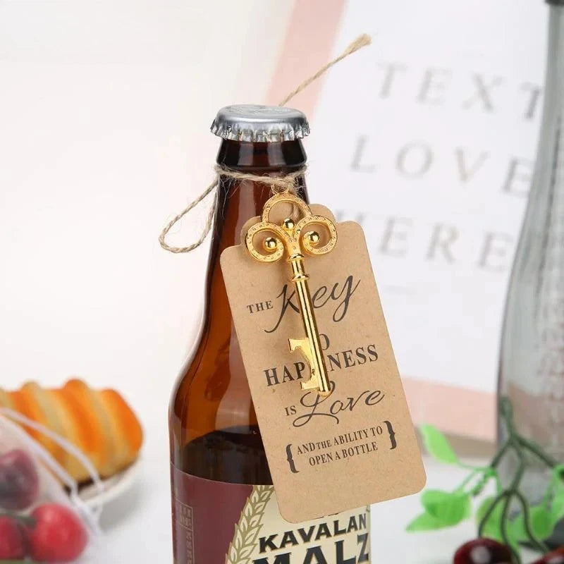 50Pcs/Set Key Bottle Opener With Tag Card Twine Yarn Bag Suitable For Wedding Gift Baby Shower Party Christmas Home Decor Gifts