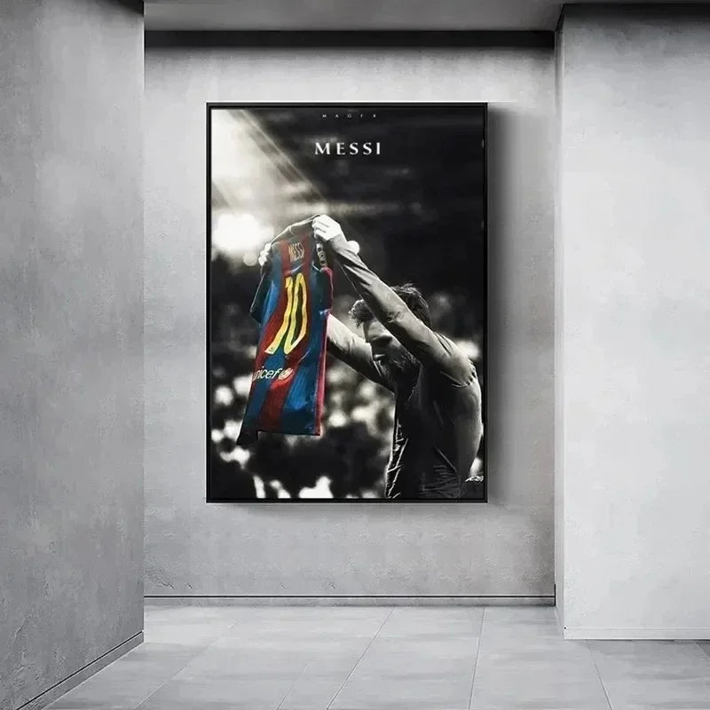 Classic Vintage Wall Art Football Star Lionel Messi HD Canvas Printed Poster Home Living Room Club Decoration Collection Gift