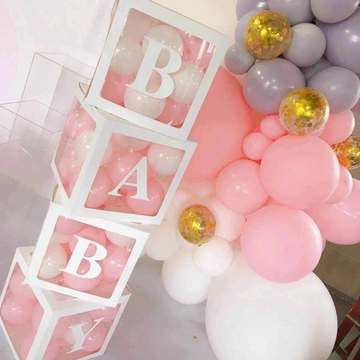 Cajas de globos con letras BABY de 25 cm para Baby Shower de niño o niña, decoración para fiestas de primer cumpleaños de niños, revelación de género