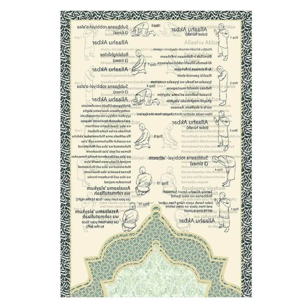 VIKAMA Alfombra de oración islámica clásica con estampado de mezquita, alfombra musulmana plegable para viajes, Janamaz ligero y lavable para regalos de Eid Ramadán