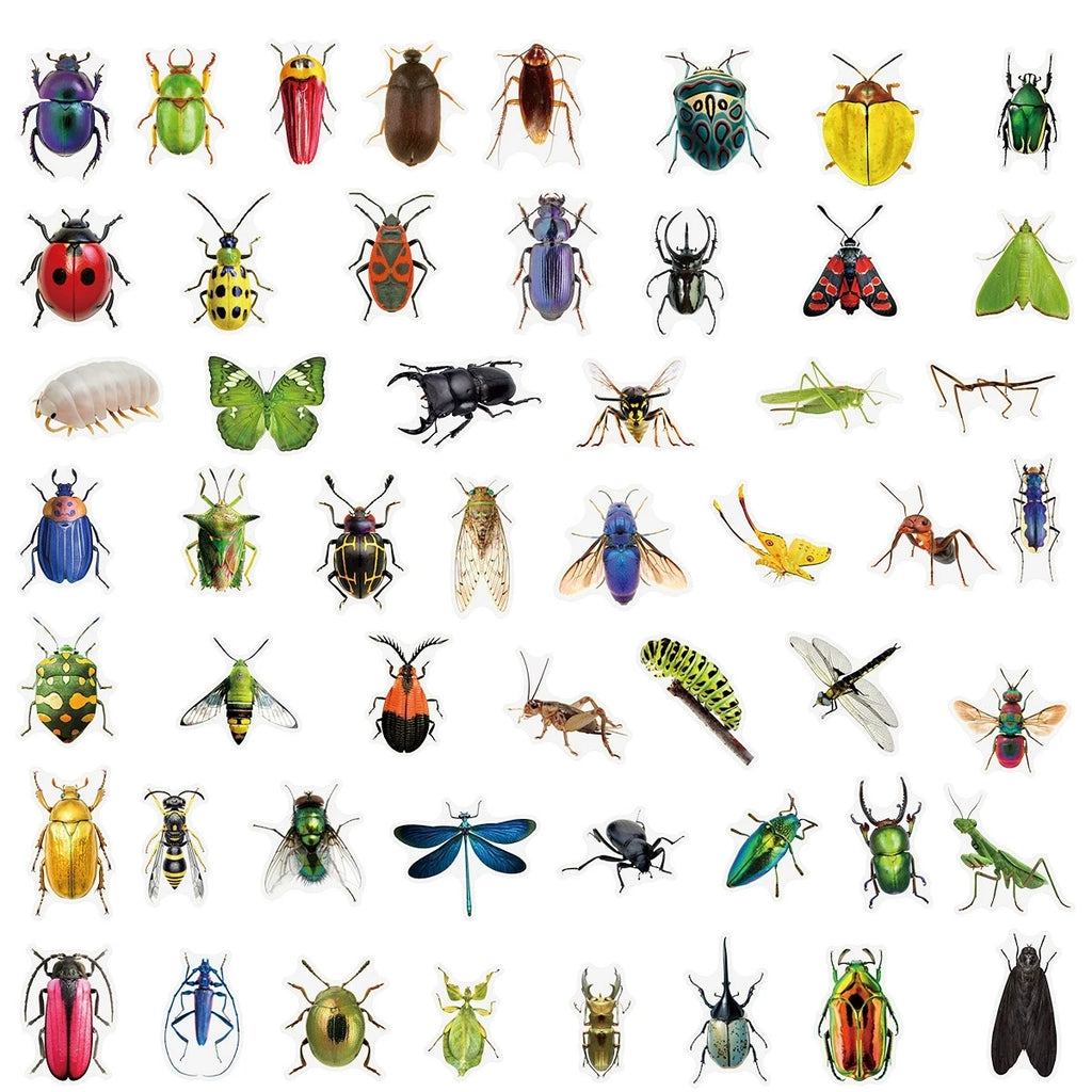 50/100PCS Transparent PET Animal Stationery Stickers Cartoon Creative Insect Pattern DIY Notebook Reward Stickers