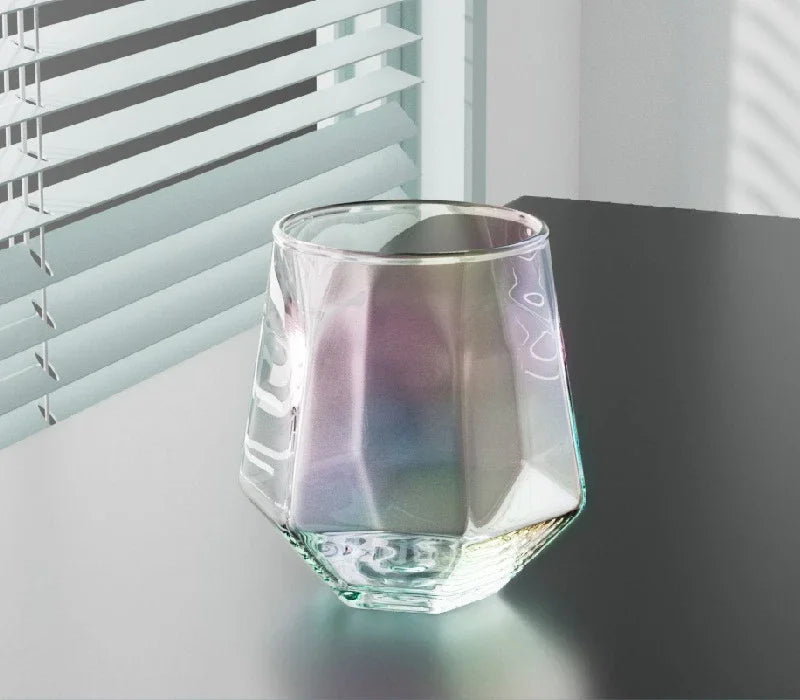 European Style Gold Edged Diamond Glass Hexagonal Crystal Glass Household Transparent Whiskey Glass Hexagonal Foreign Wine Glass